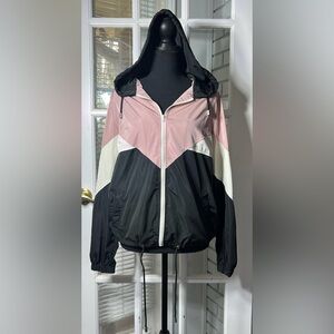 Love Tree  Full zipper Jacket Hooded Pink/Black/White Women's L